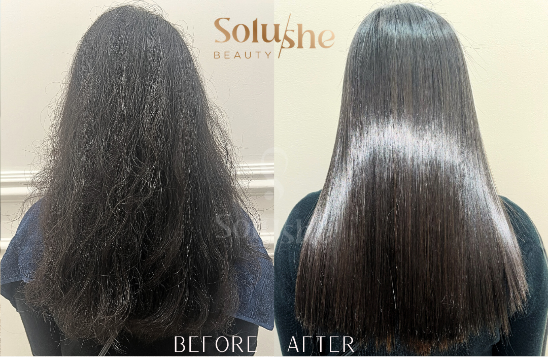 Hasil nyata before after Keratin Treatment Solushe